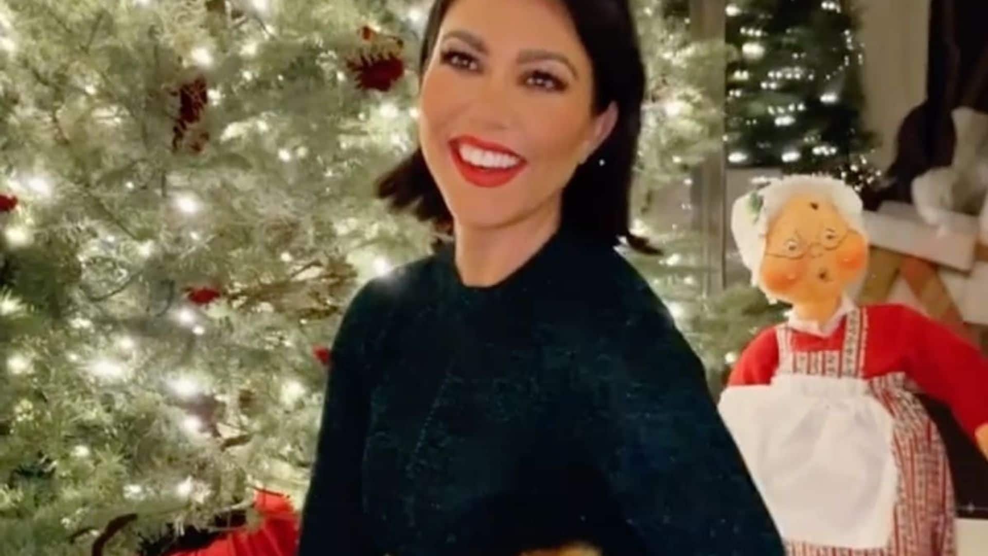 Kourtney Kardashian kicks off Christmas celebrations wearing a green and red ensemble