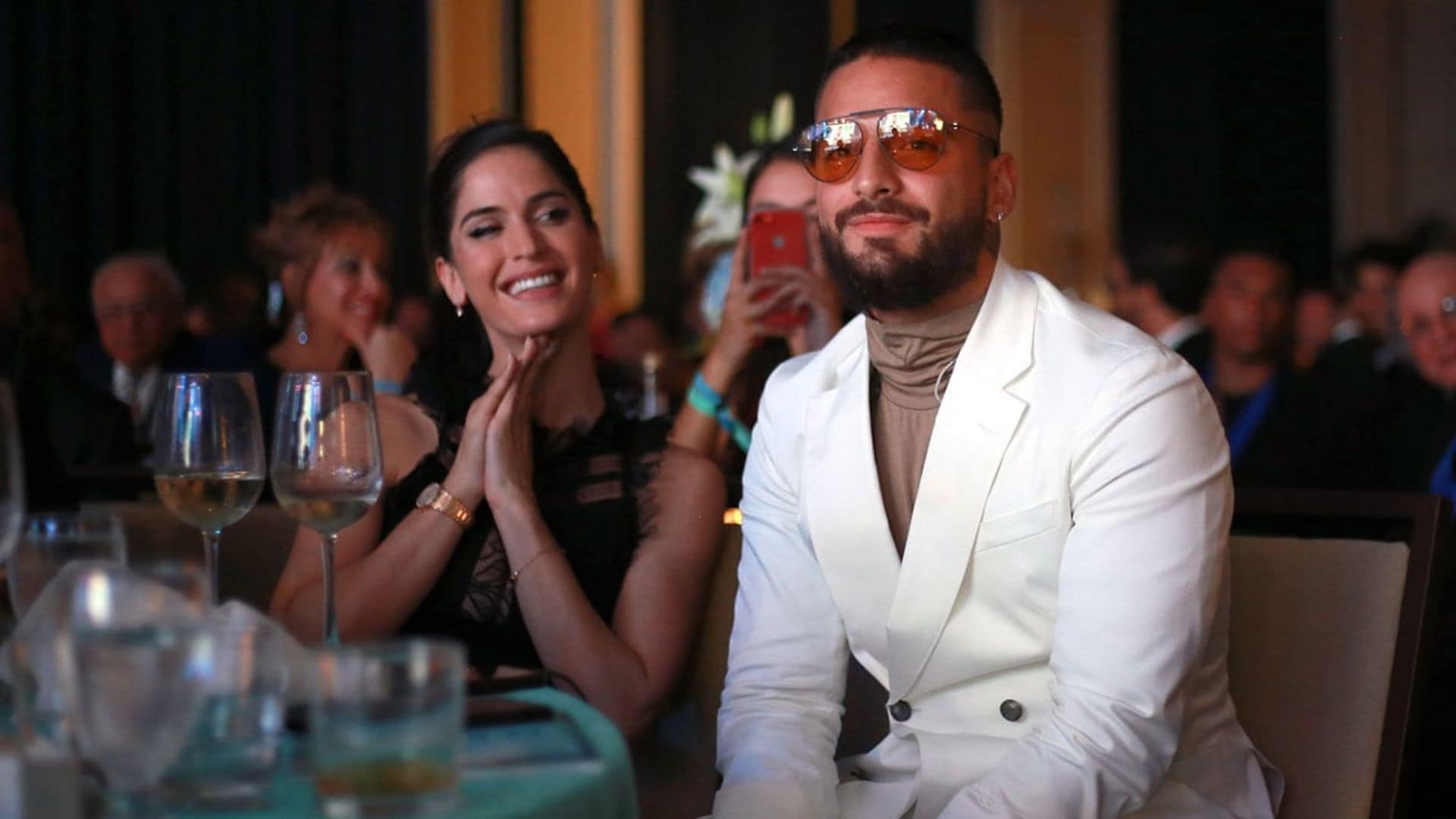 Maluma steps out in white suit as he sweetly celebrates ASCAP Latino Awards with Natalia Barulich