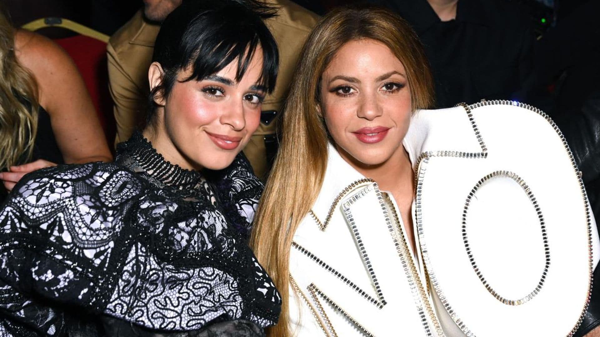 Shakira and Camila Cabello share sweet moment at Paris Fashion Week show