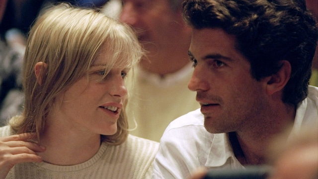 John F. Kennedy Jr. and their girlfriend, Darryl Hannah, watch the game between the New York Knicks and the Houston Rockets at Madison Square Garden.  