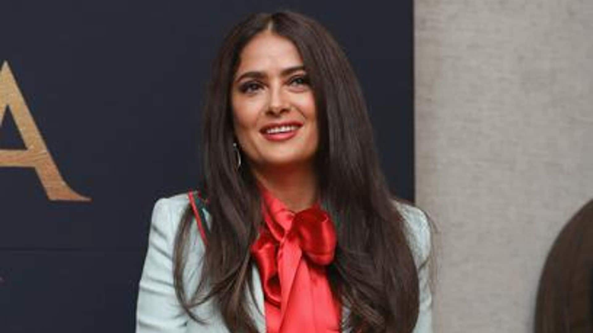 Salma Hayek channeled '70s fashion and wore the world's tallest platform shoes