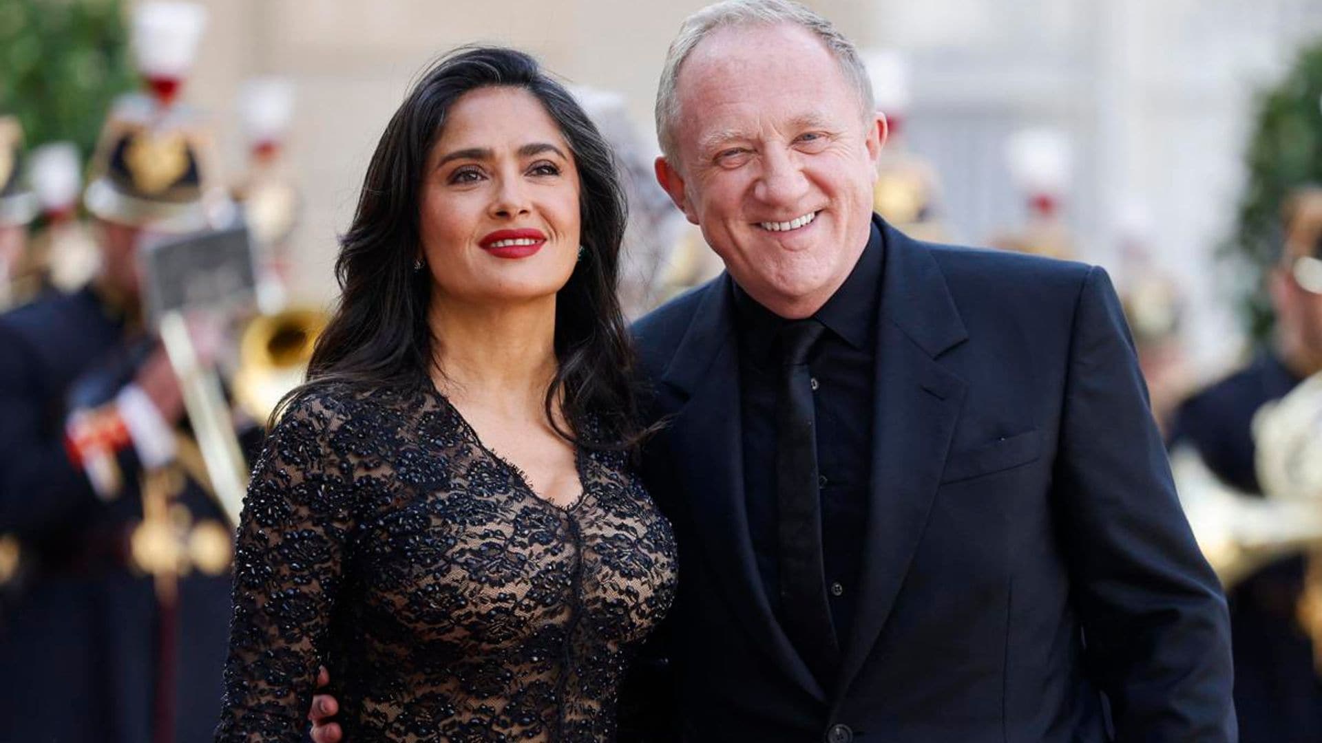 Salma Hayek dazzles in Paris during state dinner hosted by the President of France, Emmanuel Macron