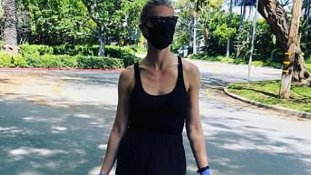 Gwyneth Paltrow wears masks and gloves during coronavirus pandemic