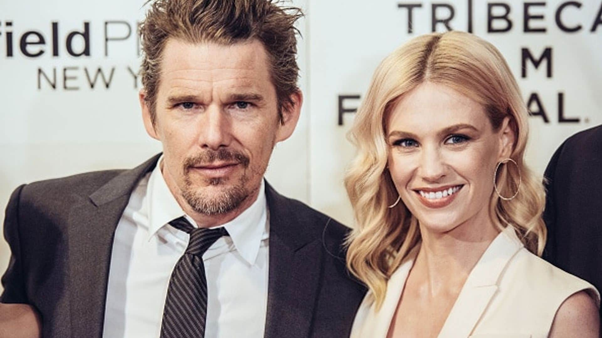 January Jones wows in plunging white jumpsuit at Tribeca Film Festival