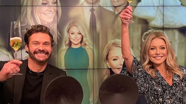 Kelly Ripa and Ryan Seacrest celebrating Kelly's 30th anniversary.