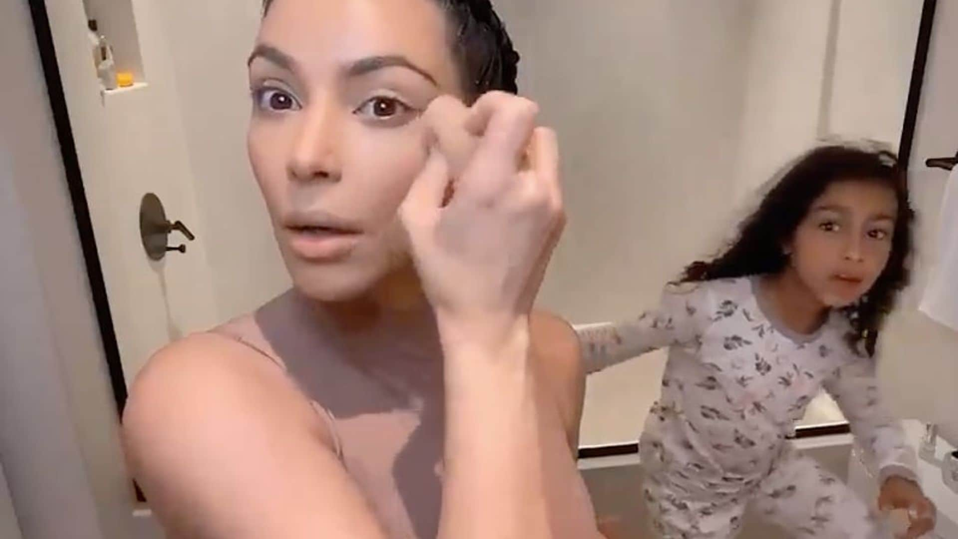 Kim Kardashian fails hiding from daughter North while trying to do a beauty tutorial