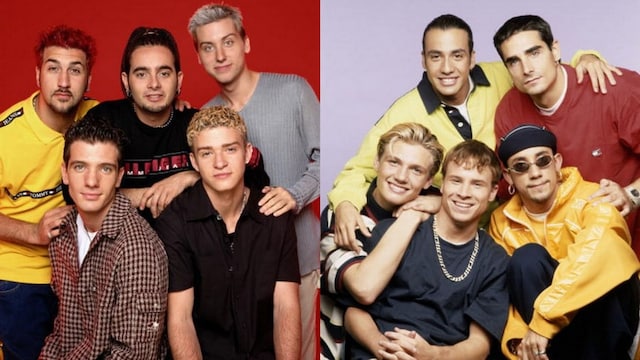 NSYNC's Joey Fatone revealed there was no beef between his boy band, left, and the Backstreet Boys.
<br>
Photos: Getty Images