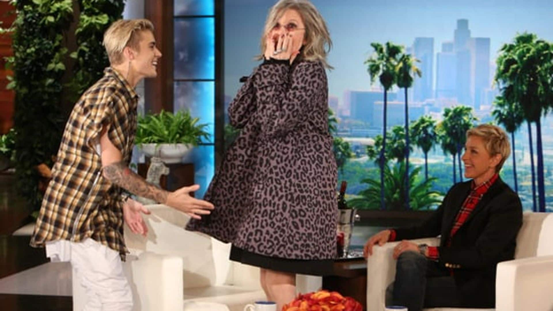 Diane Keaton surprised by Justin Bieber after she tells Ellen DeGeneres she is a Belieber