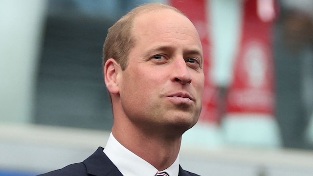 Britain's Prince William, Prince of Wales attends the UEFA Euro 2024 Group C football match between Denmark and England at the Frankfurt Arena in Frankfurt am Main on June 20, 2024. (Photo by Adrian DENNIS / AFP) (Photo by ADRIAN DENNIS/AFP via Getty Images)