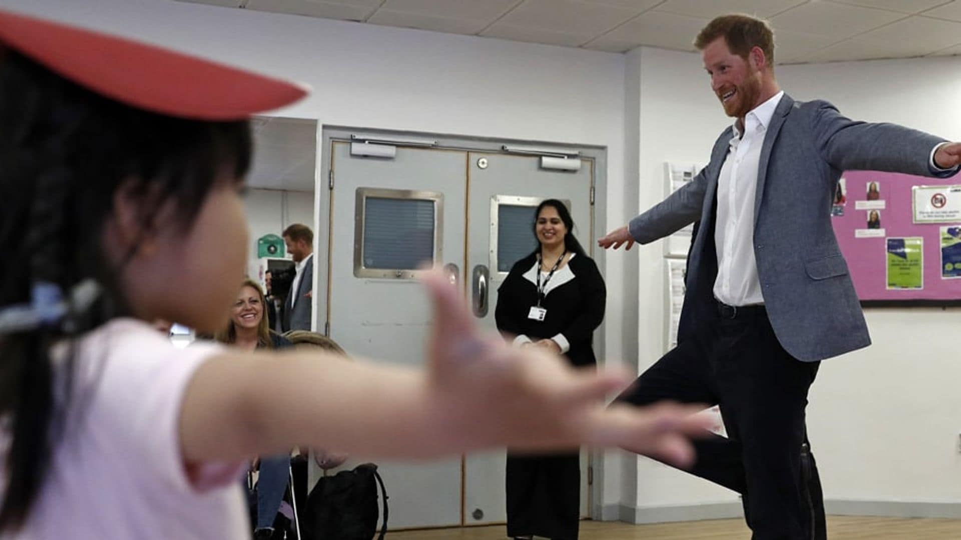 You need to see Prince Harry dancing ballet with a class of students