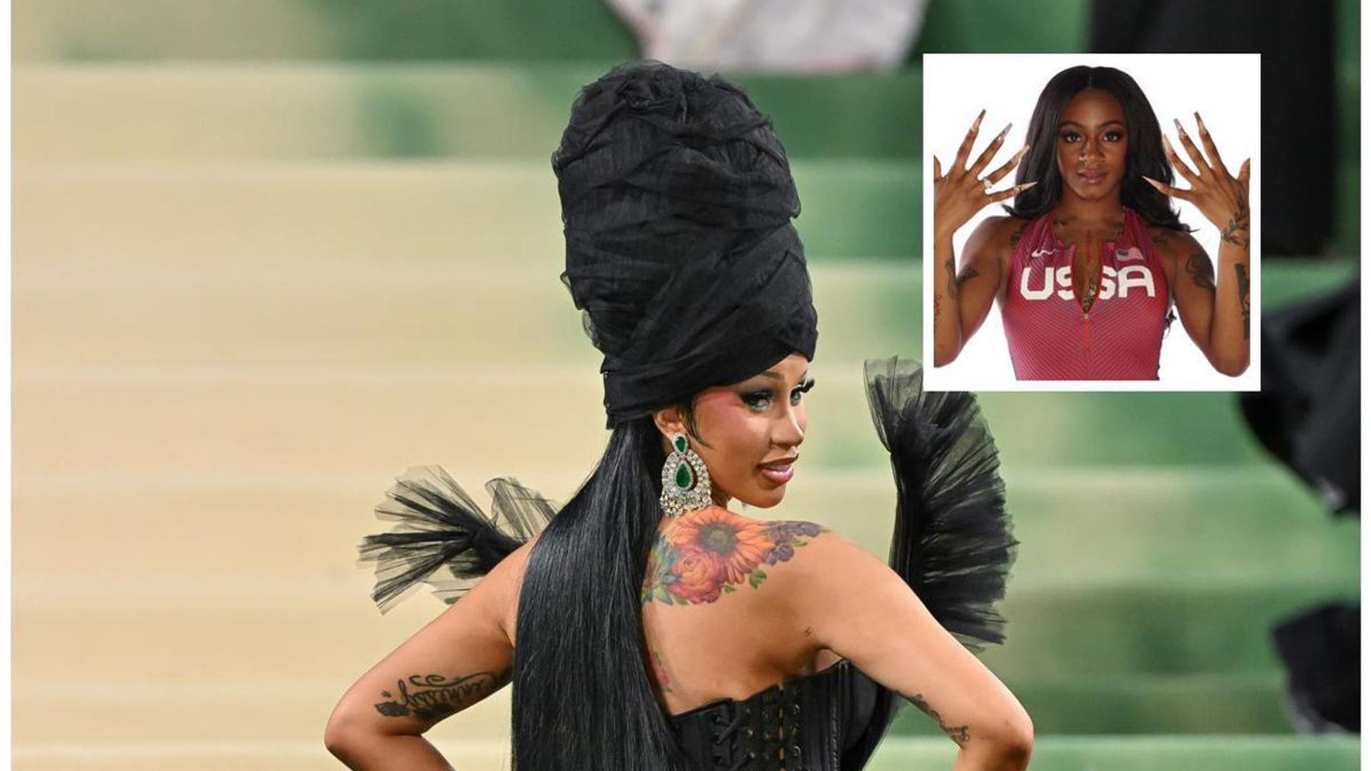 Cardi B and Sha’Carri get their nails done while promoting the 2024 Summer Olympics