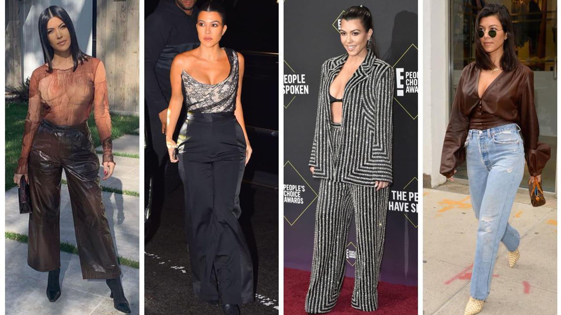 Kourtney Kardashian in several pants looks