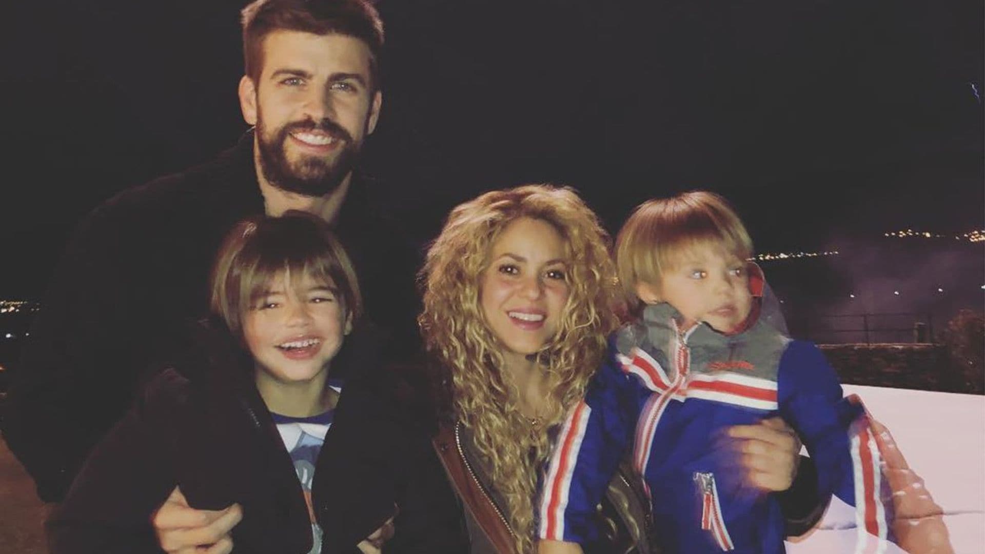 Shakira, Gerard Pique and their two kids Milan and Sasha