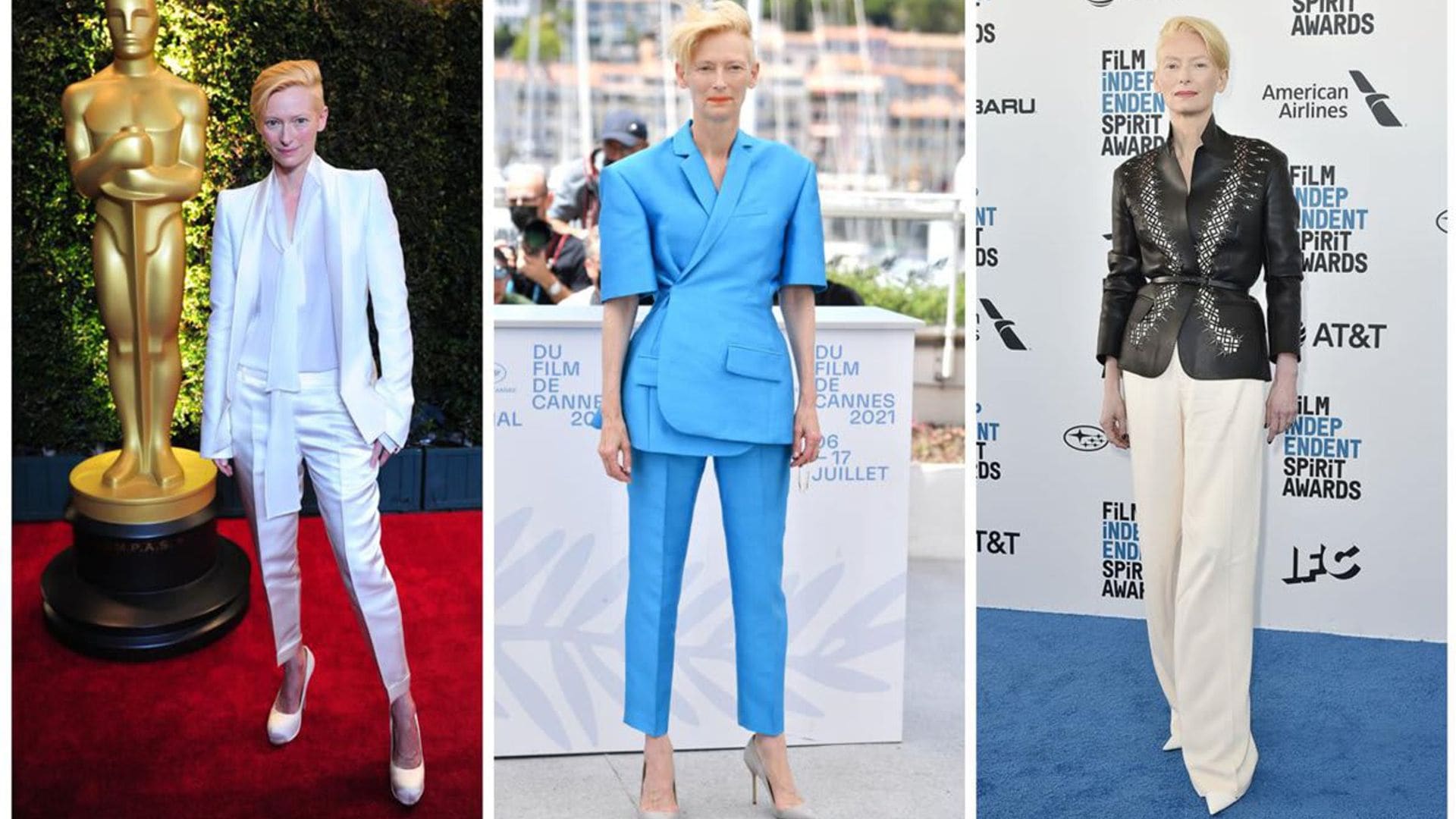 Oscar-winning actress Tilda Swinton pose