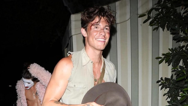 Shawn Mendes leaves his chest out in Indiana Jones' Halloween costume