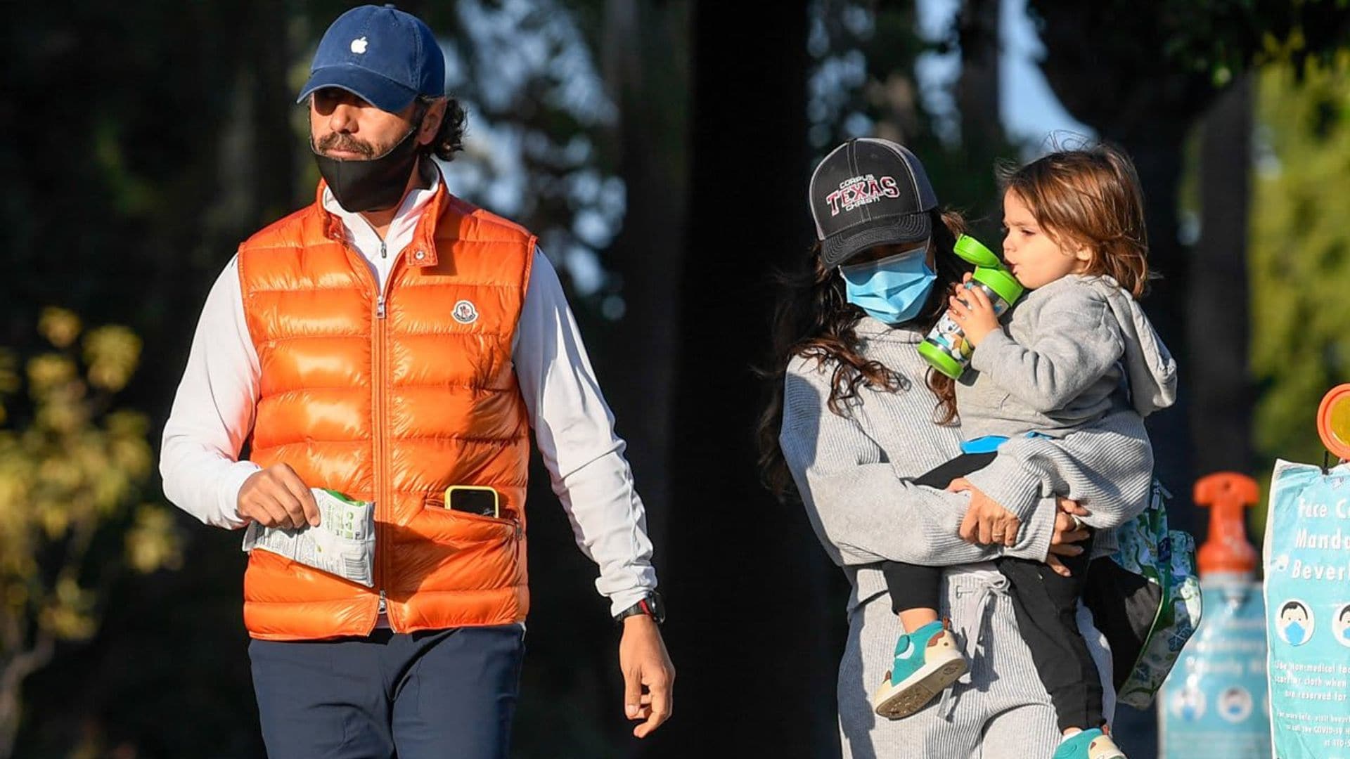 Eva Longoria dressed comfortable and cozy while on a family outing