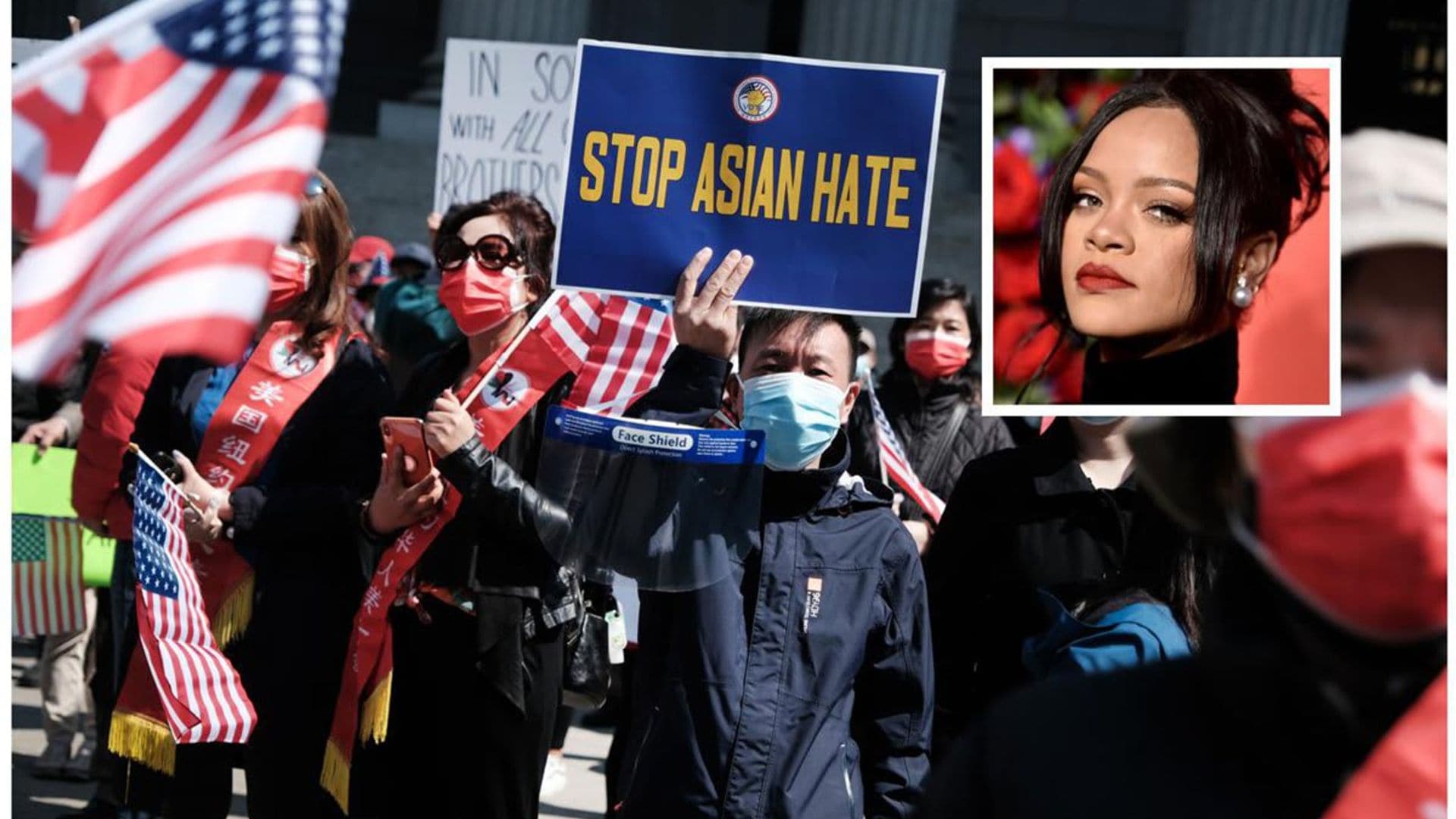 Rihanna supports the Stop Asian Hate movement by marching in New York