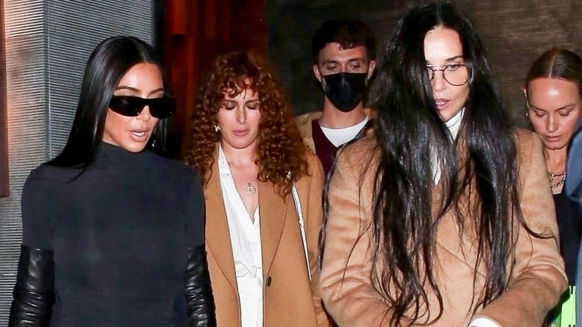 Kim Kardashian West and Demi Moore step out for dinner with Rumer Willis