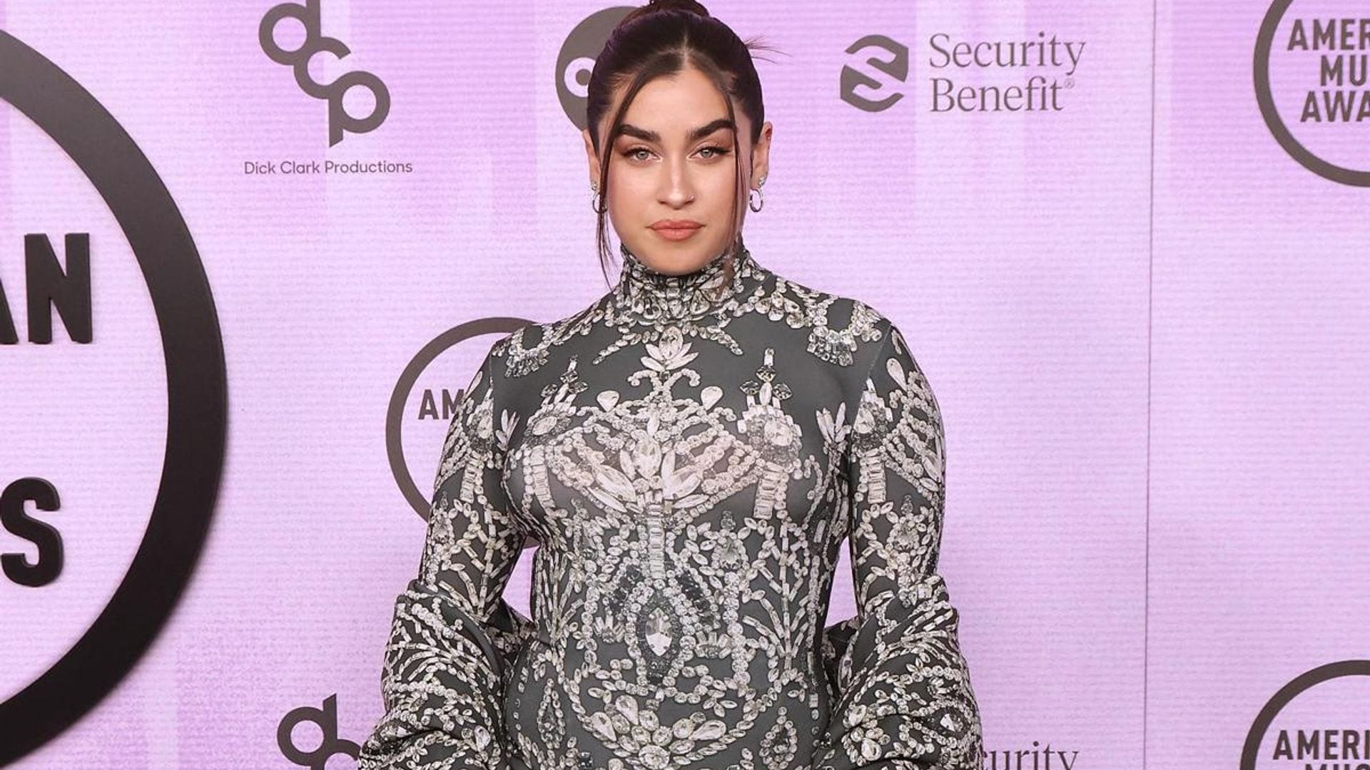 Lauren Jauregui stuns at AMAs with crystal-printed dress