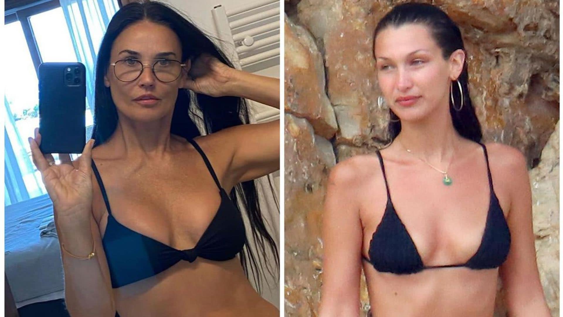 Bella Hadid and Demi Moore are bringing back little black bikinis this summer