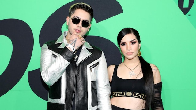 Juan De Dios Pantoja and Kimberly Loaiza attend the 2020 Spotify Awards at the Auditorio Nacional on March 05, 2020 in Mexico City, Mexico.