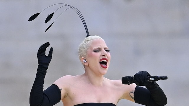 Olympia, Paris 2024, singer Lady Gaga performs before the opening ceremony of the Summer Olympics. 