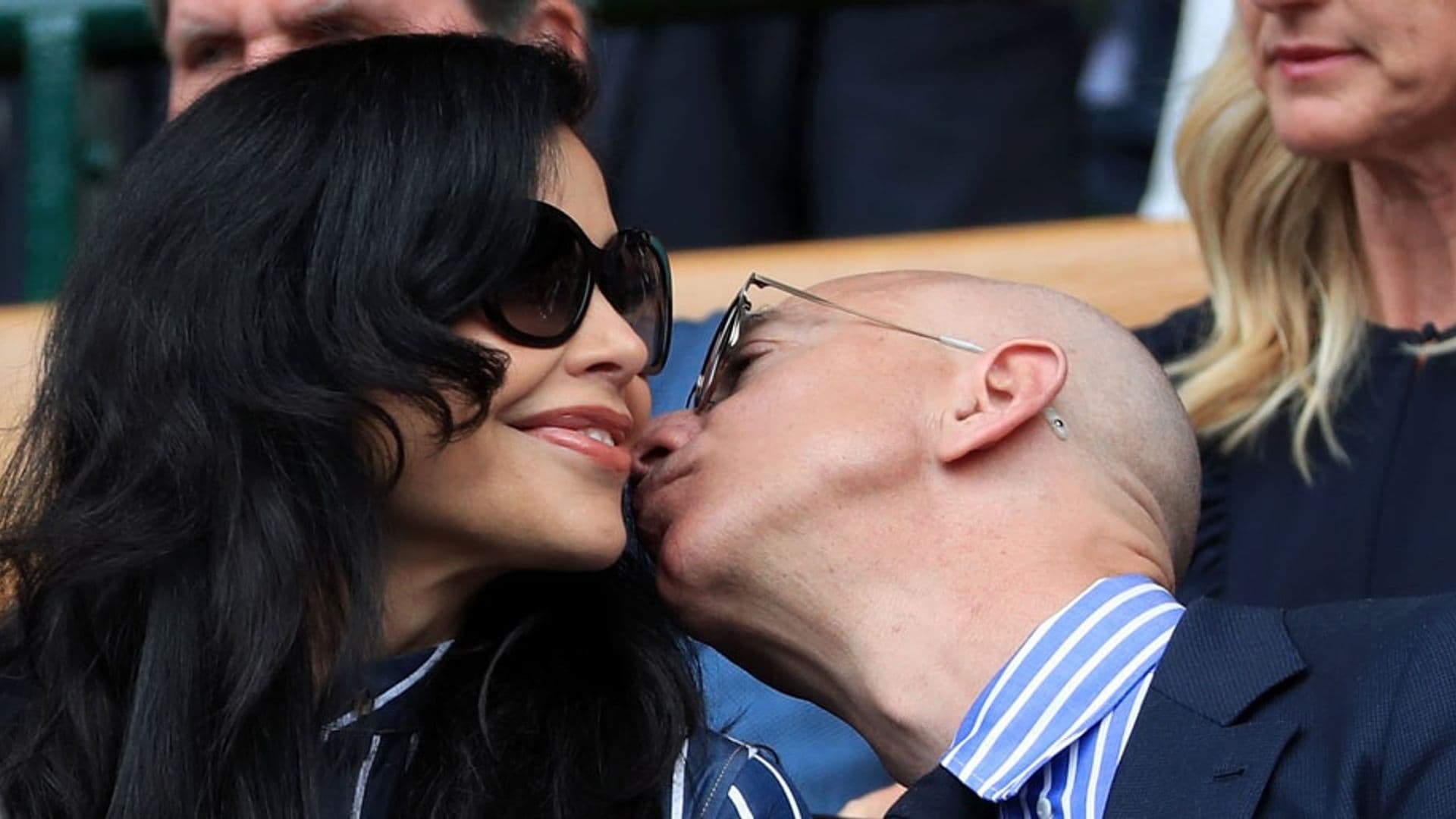 Jeff Bezos and Lauren Sanchez share a kiss during day date at Wimbledon