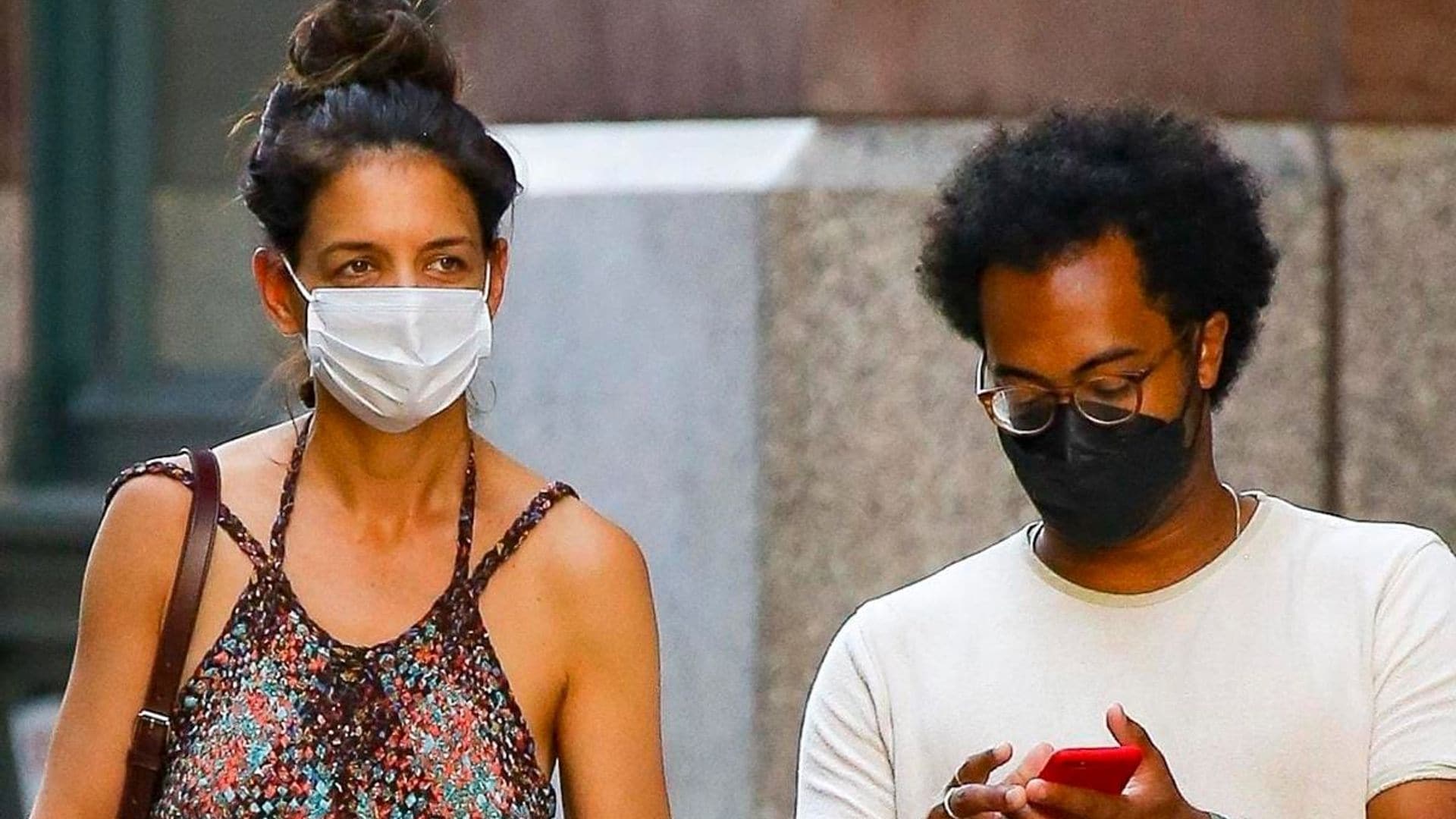 Katie Holmes looks bohemian chic while on a date with her boyfriend Bobby Wooten III