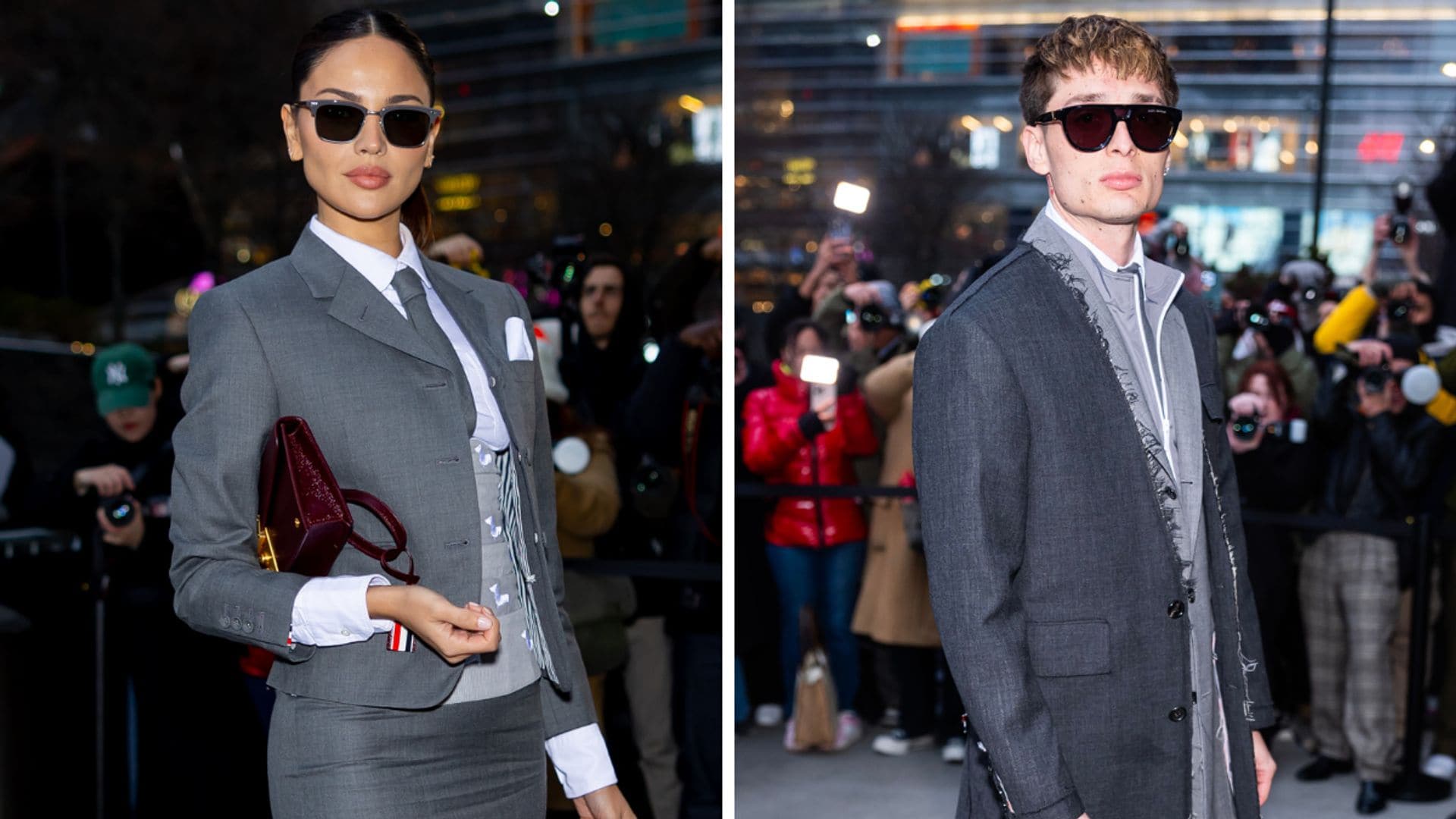 Eiza González & Peso Pluma stun in Thom Browne’s monochrome signature style