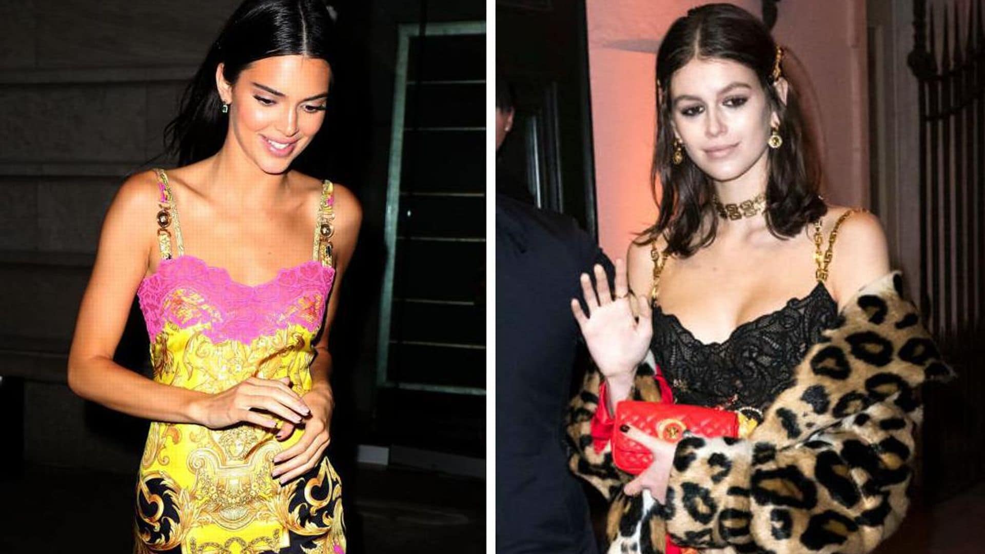 Kaia Gerber y Kendall Jenner en Versace