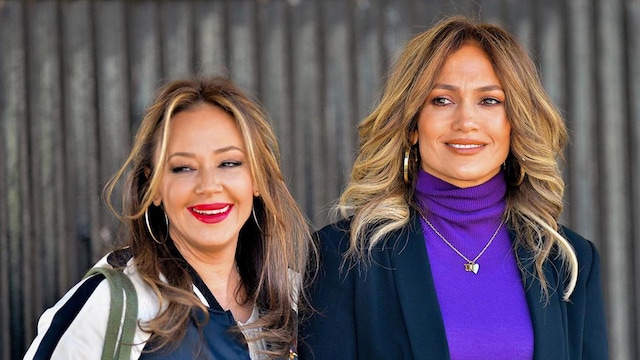 Leah Remini and Jennifer Lopez seen on location for 'Second Act'