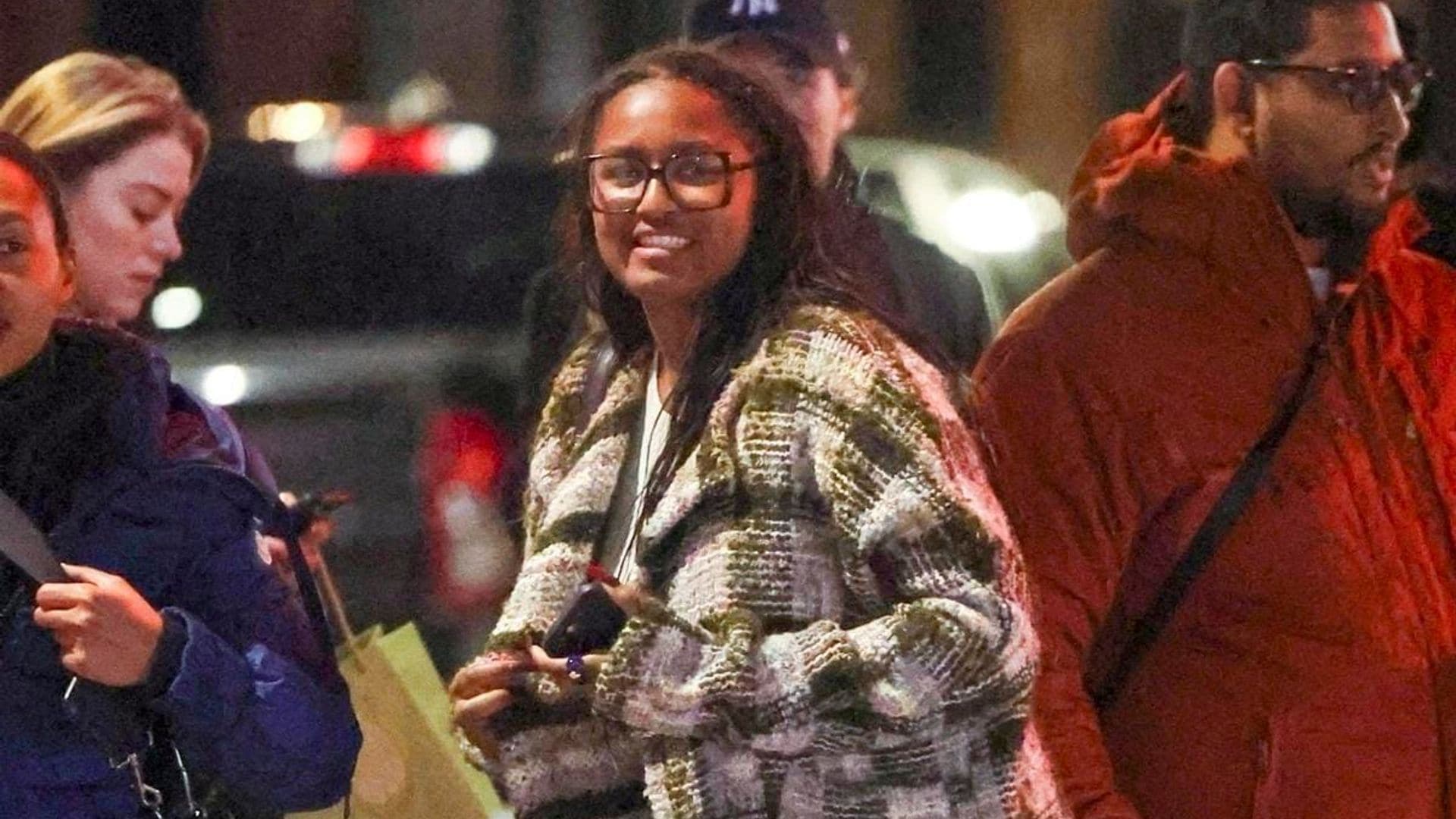 Sasha Obama brings back the winter crop top trend in a recent NYC outing