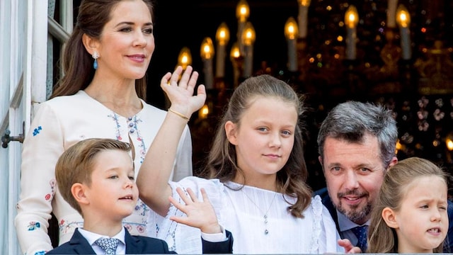Crown Prince Frederik Of Denmark Receives From The Palace Balcony The People's Homage On His 50th Birthday