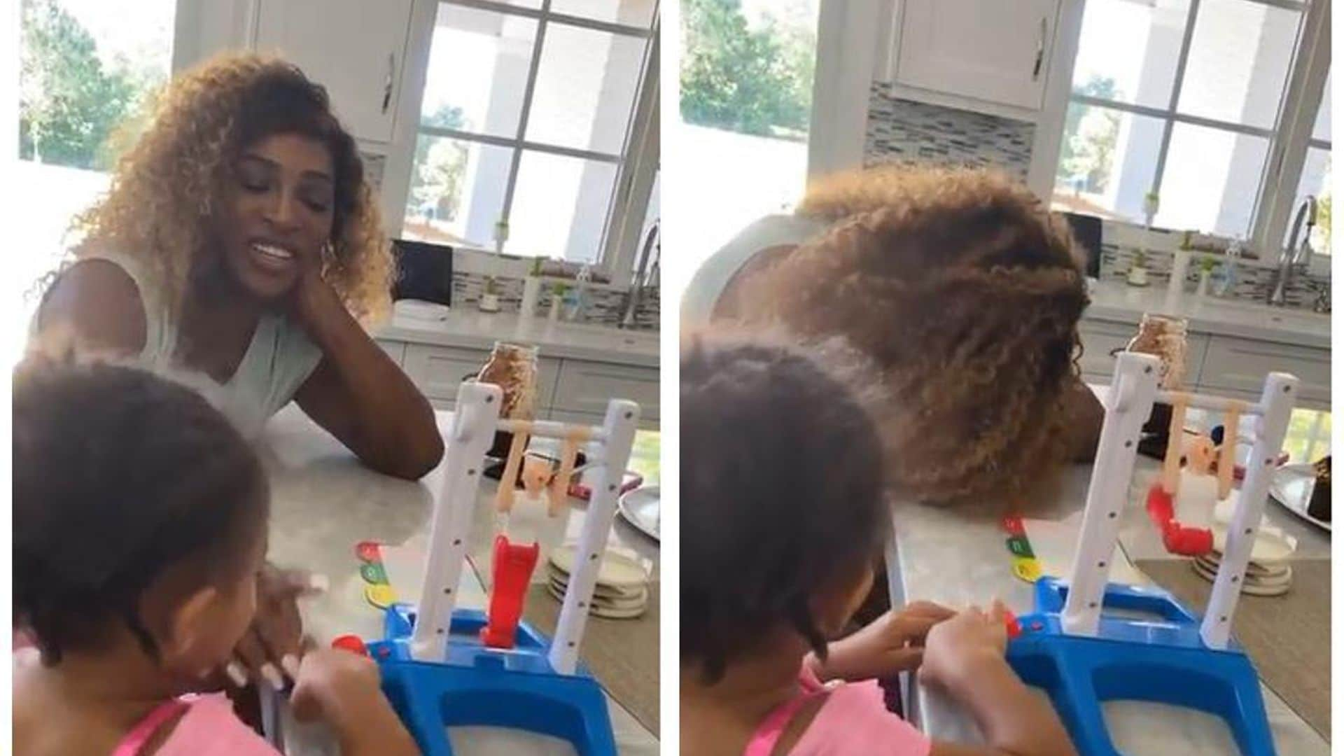 Serena Williams’ daughter Olympia shows mom who’s the boss during kitchen playdate