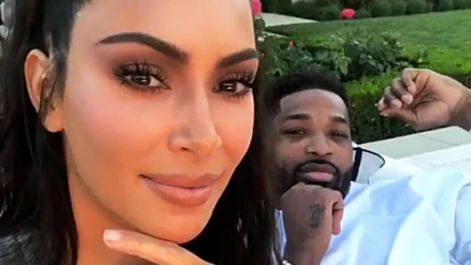 Kim Kardashian reacts to her and Tristan Thompson's video going viral