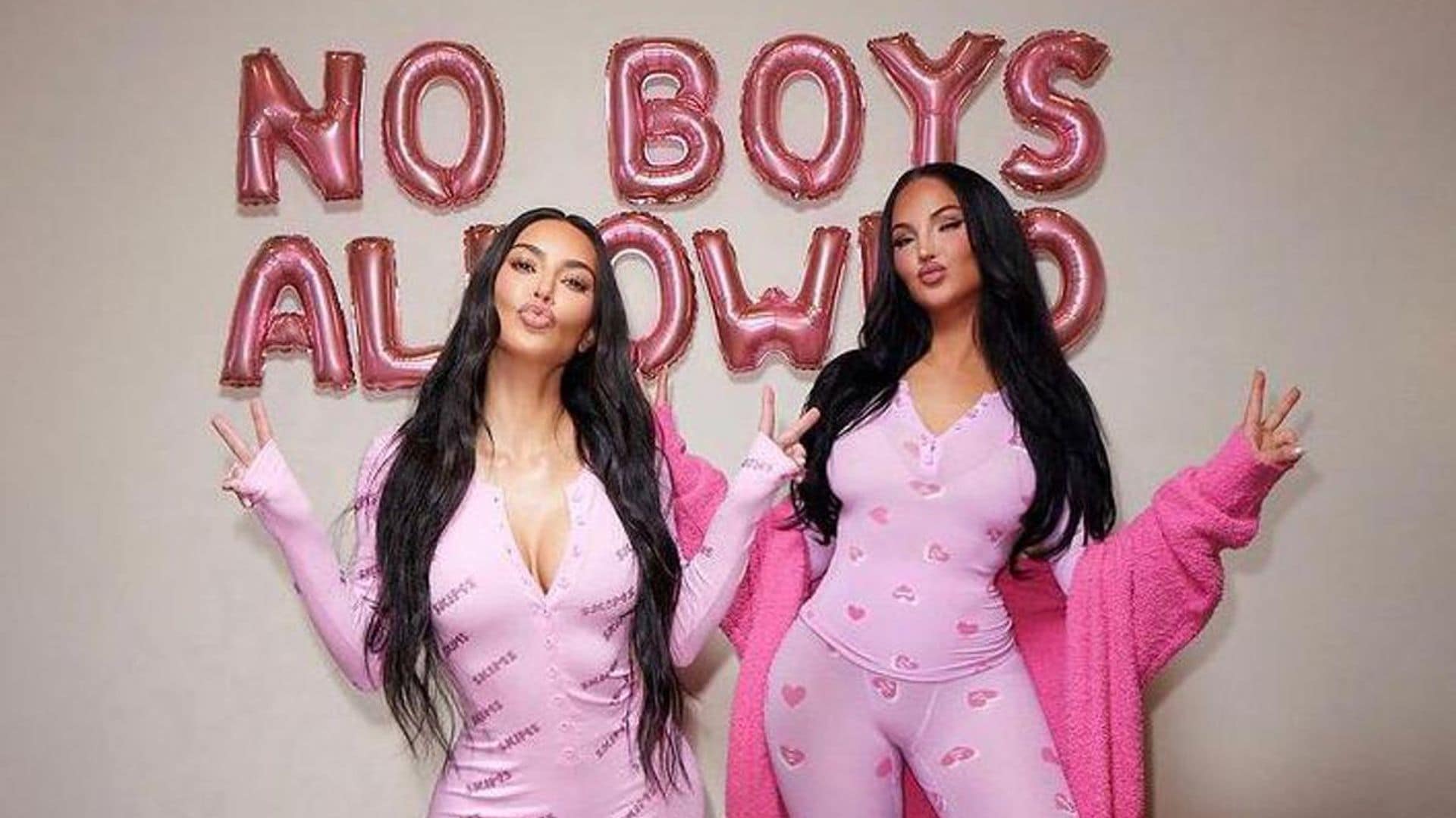 Kim Kardashian throws a ‘no boys allowed’ all-pink slumber party for Natalie Halcro