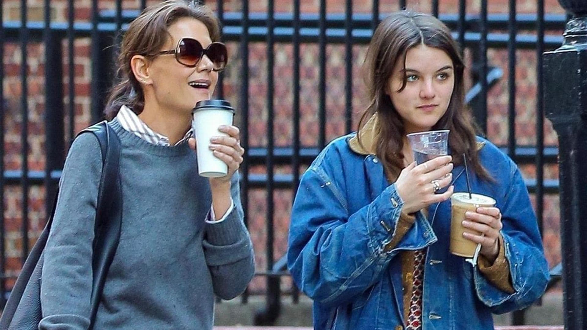 Suri Cruise and Katie Holmes look like sisters on a fashionable coffee date