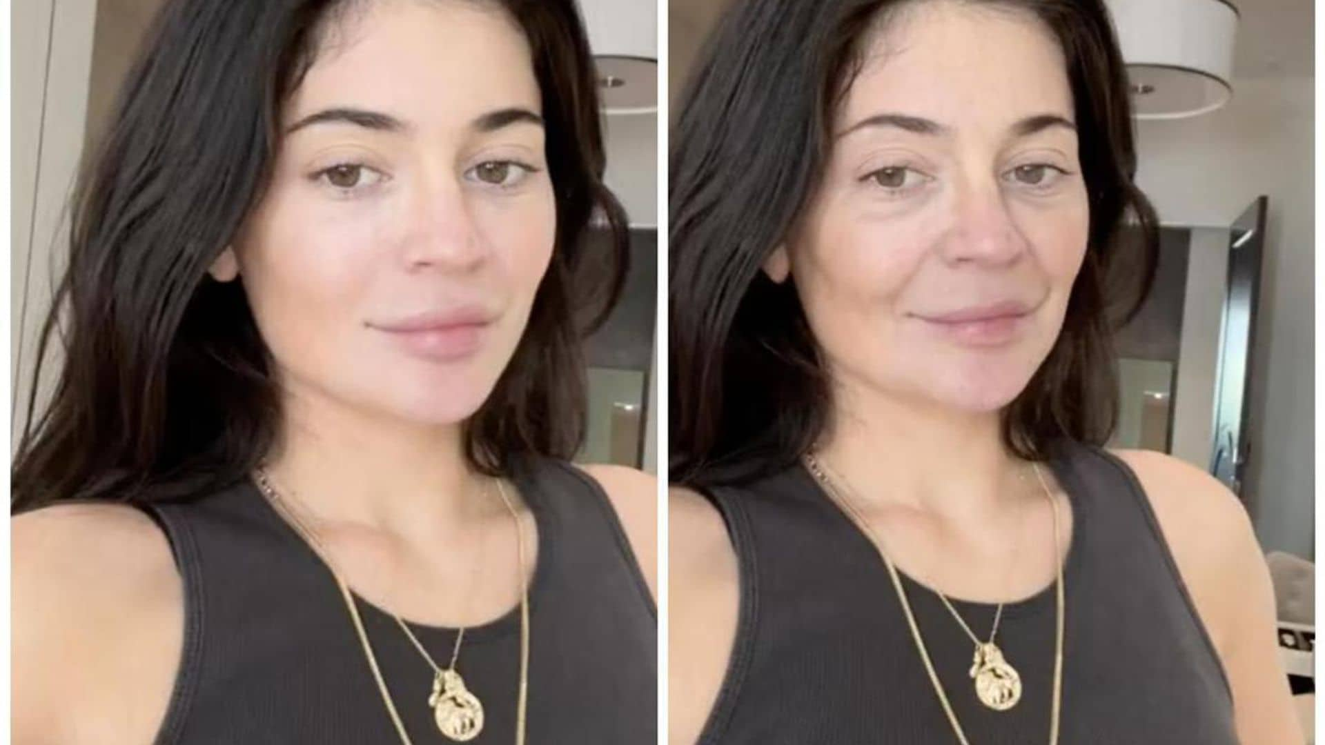 Kylie Jenner looks unhappy after seeing herself as an older woman