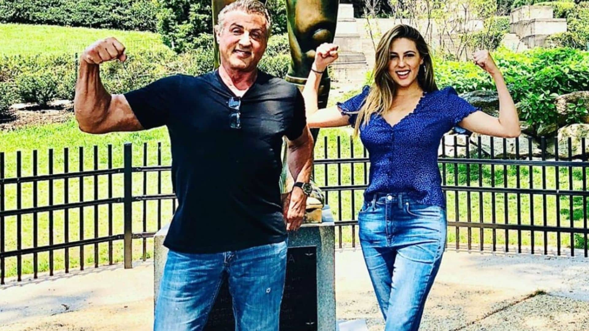 Sylvester Stallone and daughter Sophia flex their muscles by famous ‘Rocky’ statue