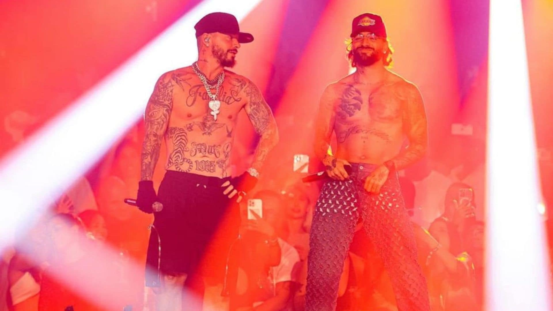 Maluma and J Balvin join forces on stage after a decade and unleash a battle of abs