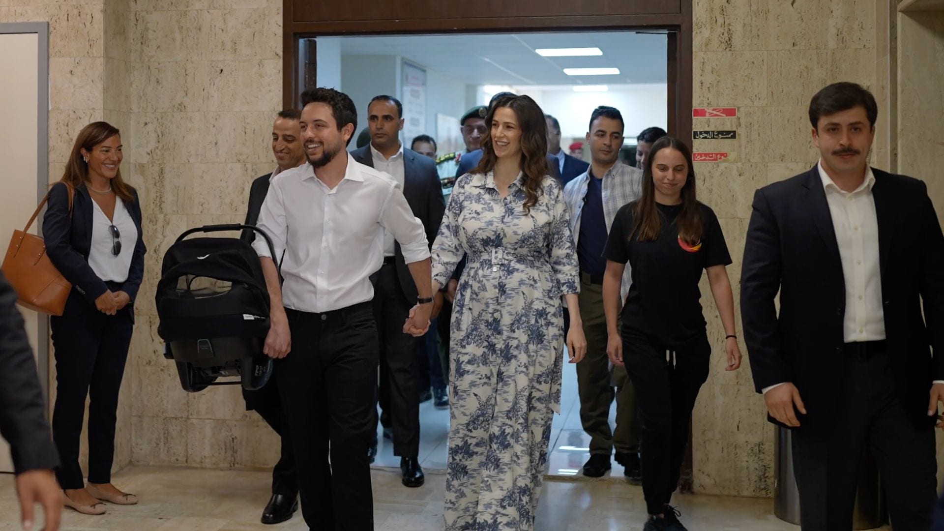 Royal family member spotted leaving hospital with Crown Prince Hussein and Princess Rajwa