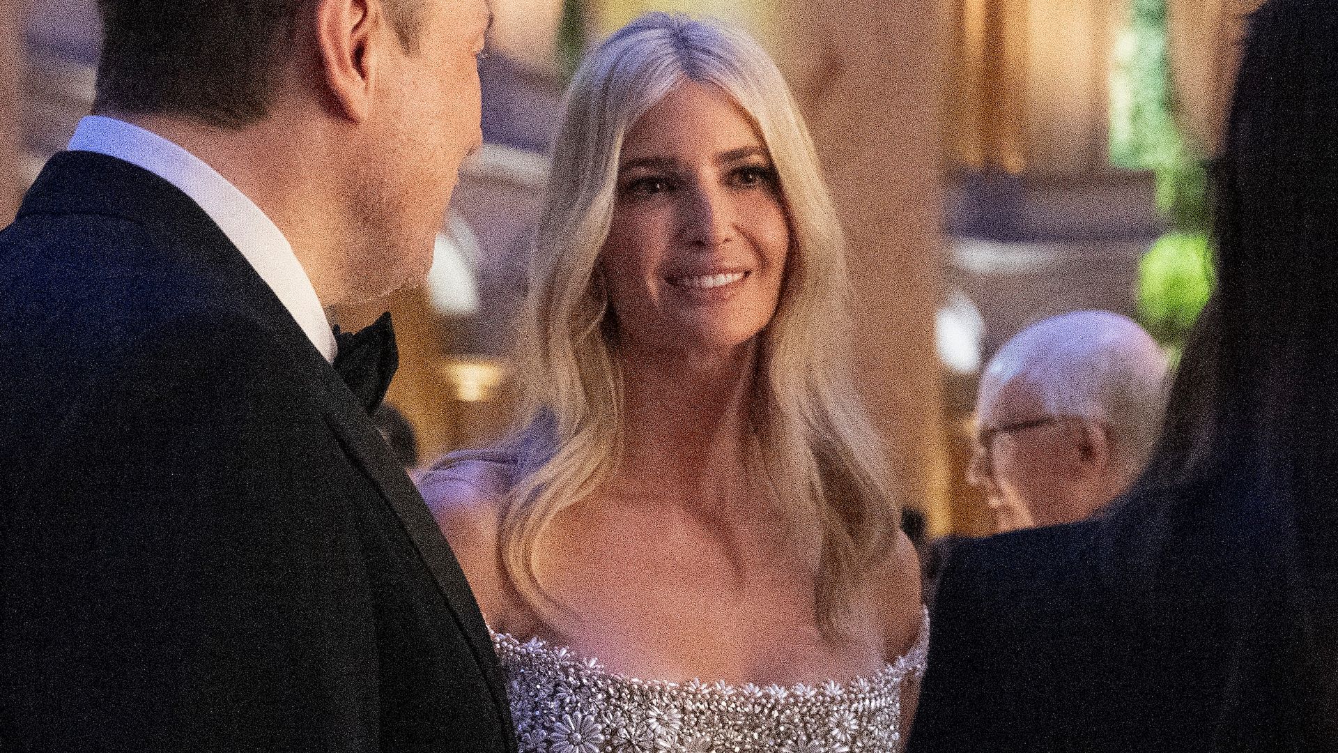 Ivanka Trump dazzles in crystal and pearl embroidered gown on the eve of her father's inauguration