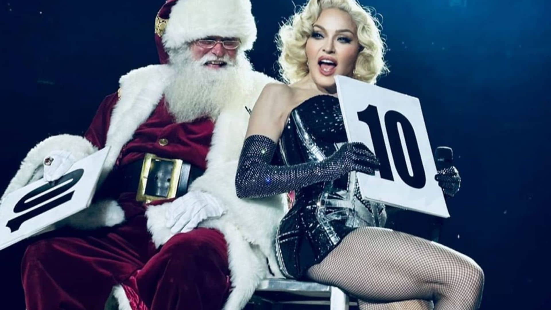 Madonna brings Santa Claus to the stage and suffers minor fall during performance