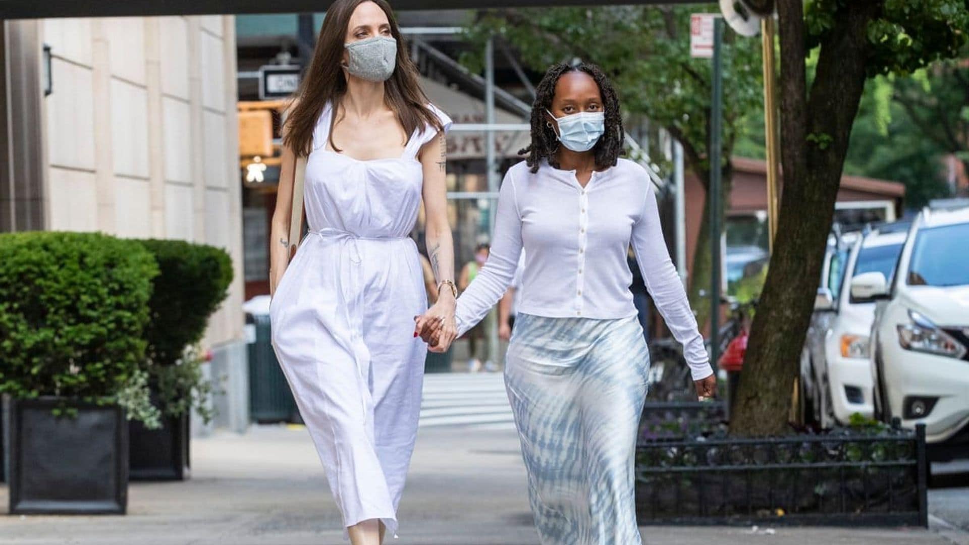 Angelina Jolie and her daughter Zahara wear matching ensembles in NYC