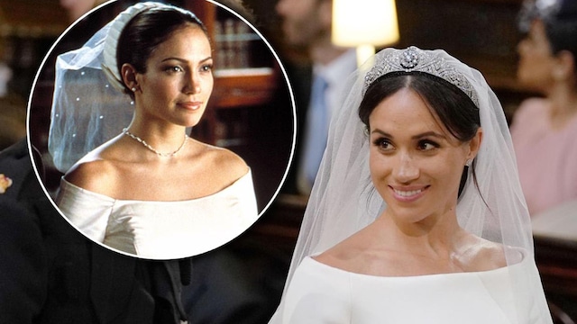 Meghan Markle wore a dress reminiscent of Jennifer Lopez's from The Wedding Planner