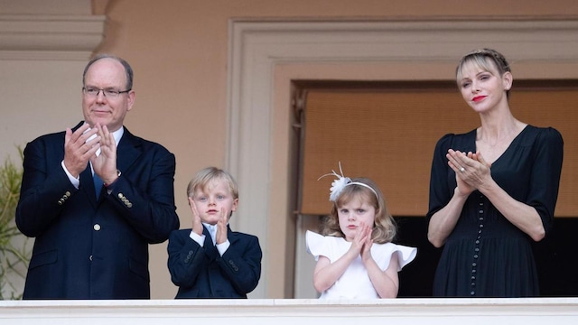 Princess Charlene's daughter gives twin brother a helping hand on first day of school