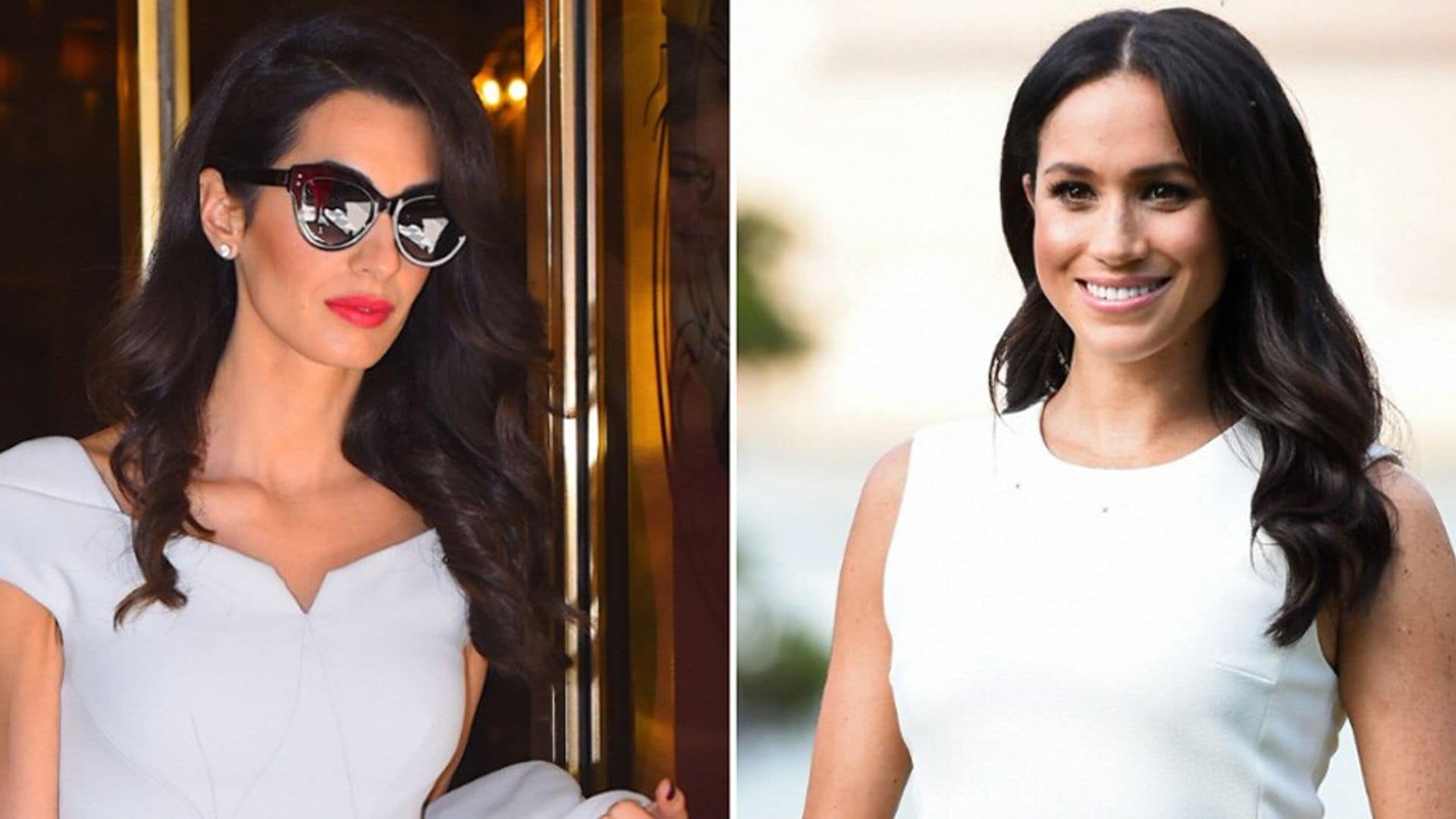 Amal Clooney channels her friend, Meghan Markle in a stunning little white dress