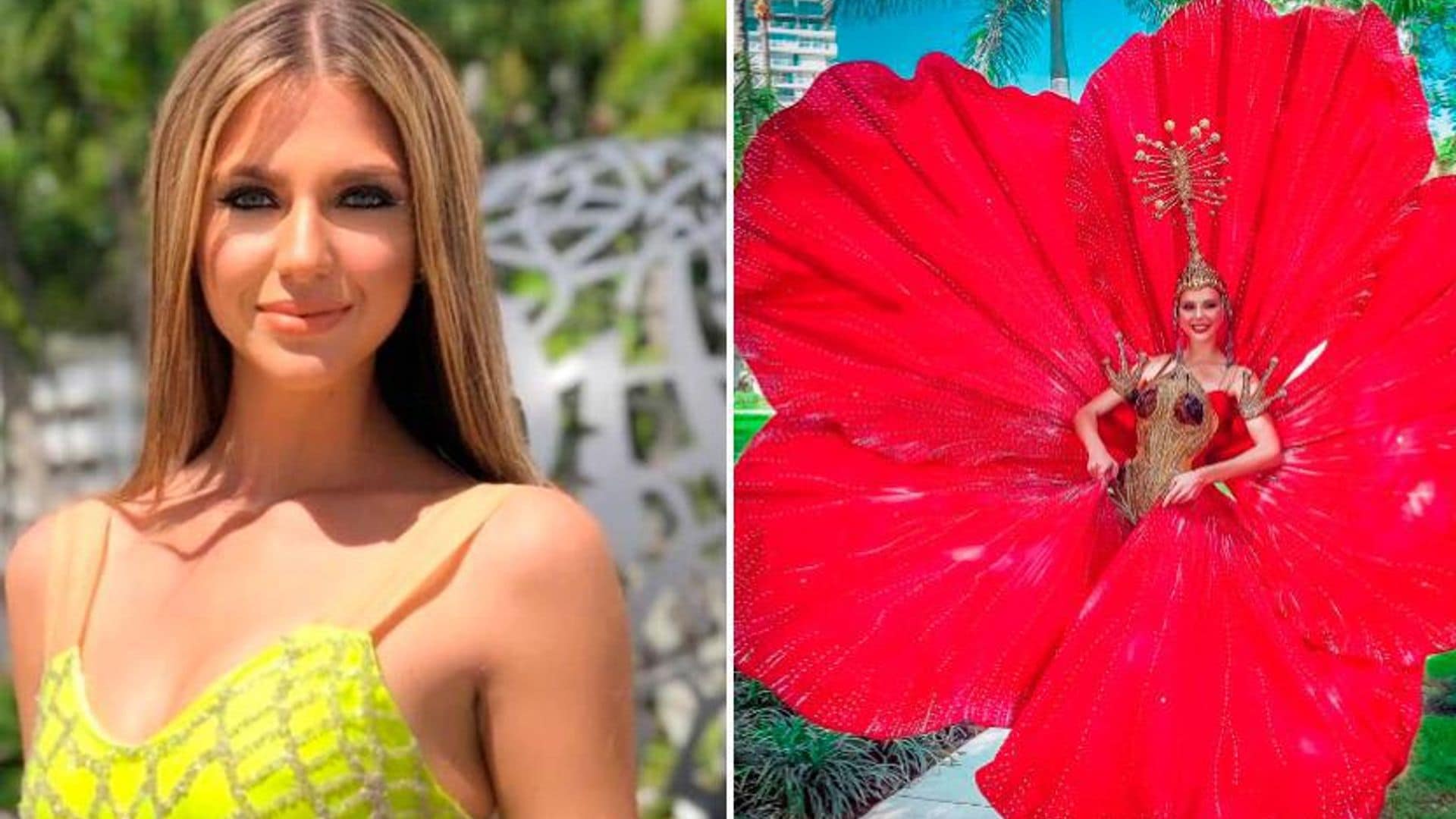 Miss Puerto Rico Madison Anderson's giant Miss Universe flower dress will blow you away