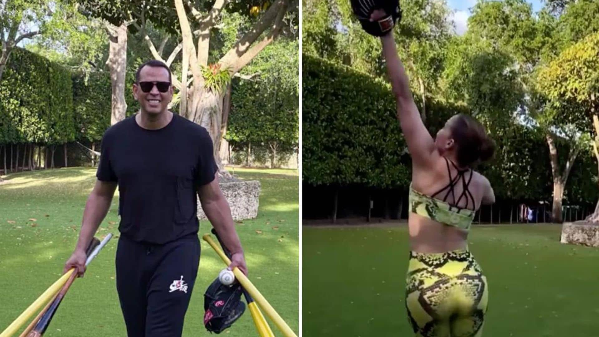 JLo proves she’s a catch playing baseball in quarantine with A-Rod