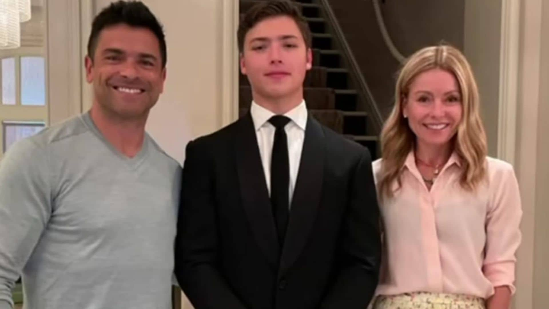 Kelly Ripa and Mark Consuelos’ son Joaquin wears dad’s tuxedo and shoes to prom